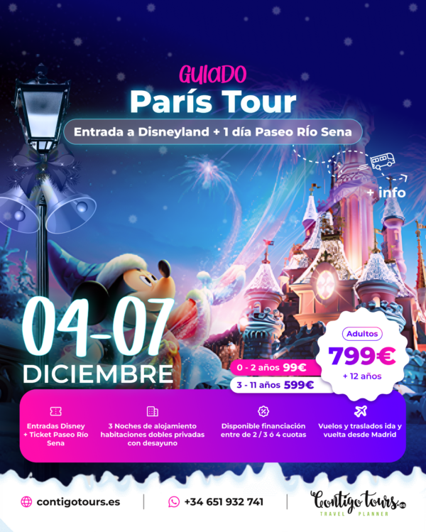 PARÍS -Vuelos/Hotel/Disneyland 04 al 07 de Diciembre